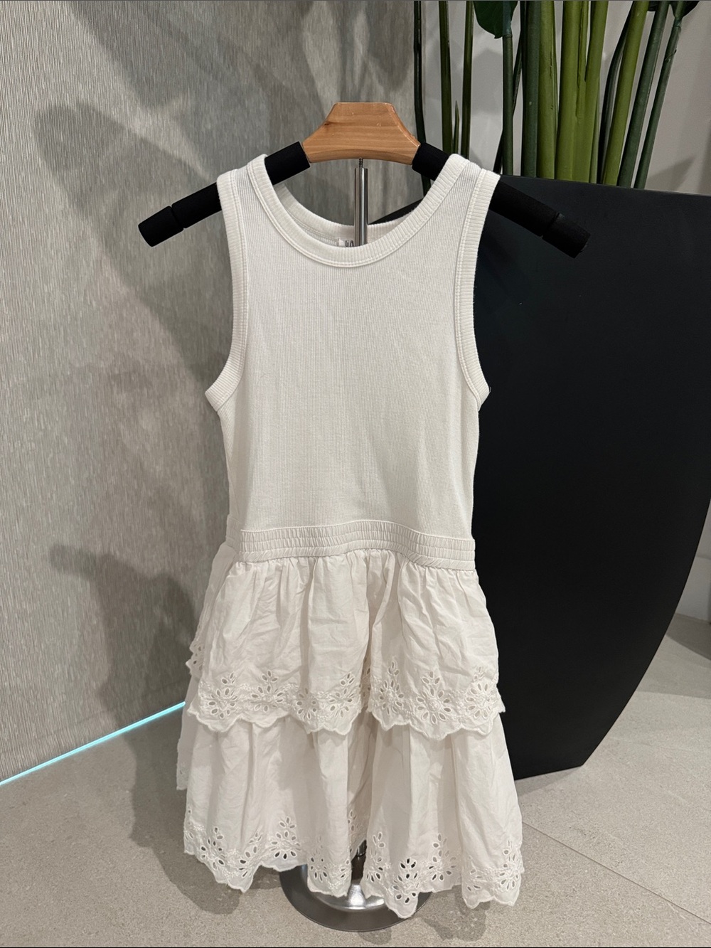 GAP White Eyelet Tiered Tank Dress Girls Large